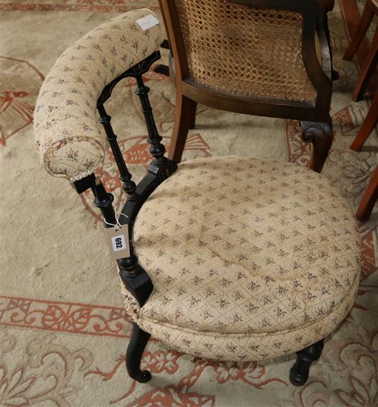 Late Victorian ebonised nursing chair